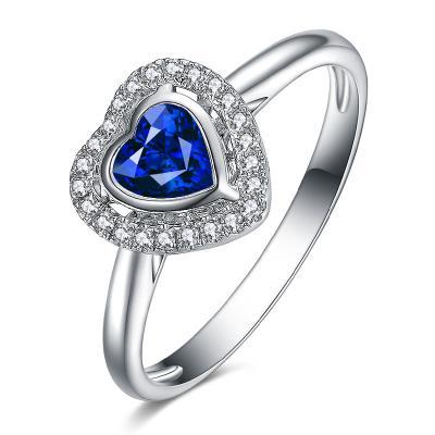 China Heart Shaped Sapphire Ring For Women , Gemstone Wedding Rings Surrounded Diamond for sale