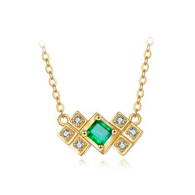 China Womens Real Gemstone Jewelry , Gold Necklace With Emerald Pendant for sale