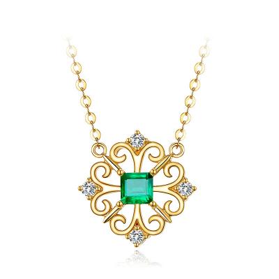 China Antique Real Gemstone Jewelry , Princess Cut Emerald Wedding Necklace For Women for sale