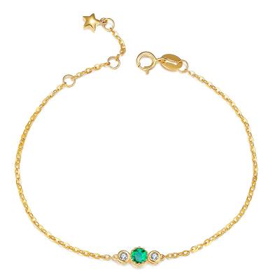 China Emerald Green Stone And Diamond Bracelet Yellow Gold For Love Girl Gifts for sale