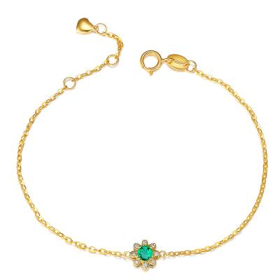 China Fine Gold Jewelry for Women , Emerald Green Bracelet Charm With Rolo Chain for sale