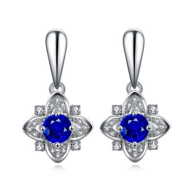 China Sapphire Drop Earrings , Sapphire And Diamond Stud Earrings In 18k White Gold for sale