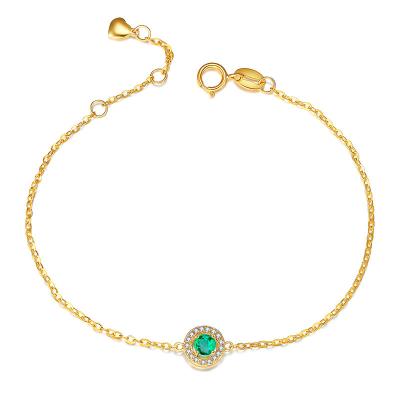 China Thin Gold Gemstone Bracelet Natural Emerald Bracelet Yellow Gold  for sale