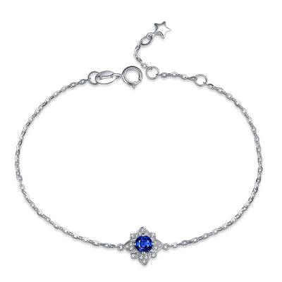 China Women Solid 18 Carat White Gold Natural Blue Sapphire Bracelet Chain Elegant for sale