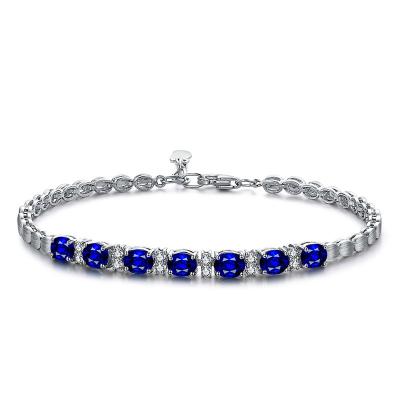 China Blue Gold Gemstone Bracelet Sapphire And Diamond Bracelet White Gold  for sale