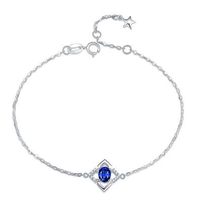 Chine Bracelet d'or blanc et de saphir, bracelet bleu de diamant de saphir de 15 à de 17Cm à vendre