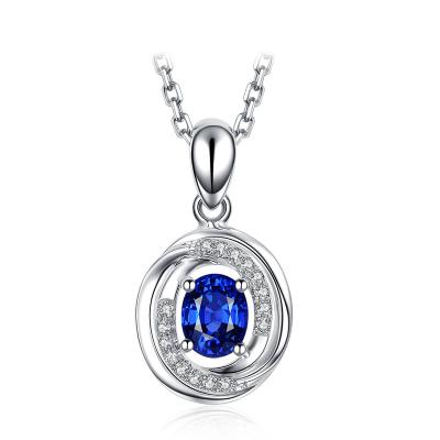 Cina Pendenti della collana di diamante dello zaffiro per le donne, collana blu di nozze dello zaffiro in vendita