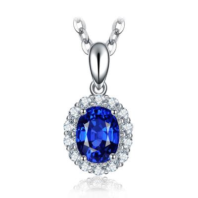 China Custom Fine Gemstone Jewelry Sapphire Diamond Necklace Pendants 9k 10k 14k for sale