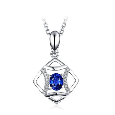 China White Gold And Sapphire Necklace Womens September Birthstone With Special Design for sale