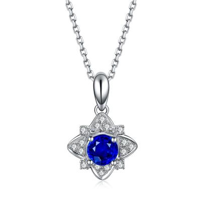 China Joia azul de pedra preciosa da multa da colar do casamento da safira com diamante do halo à venda