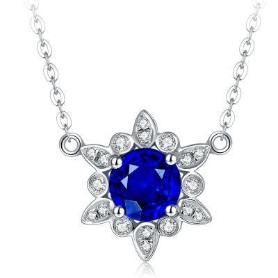 China 18k Solid Gold Real Gemstone Jewelry With Diamond Sapphire Mothers Necklace  for sale