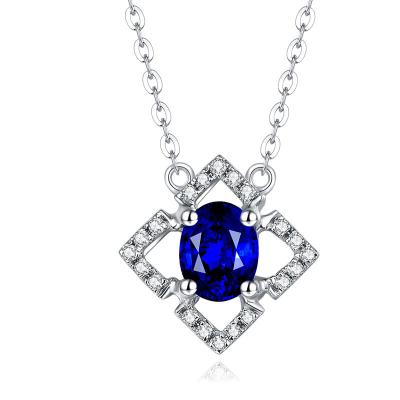 China Diamond And Sapphire Necklace White Gold , Blue Sapphire Wedding Necklace for sale