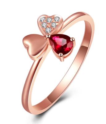 China Luxury 18k Gold Gemstone Rings Wedding Ring With Ruby And Diamonds  for sale