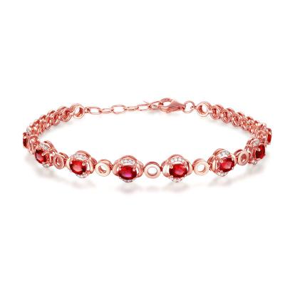 China Rose Gold Ruby Bracelet Fine Gemstone Jewelry For Girls Engagement for sale