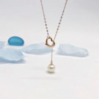 Chine Couleur de Rose de collier de coeur de S 18k de femmes “avec le pendant blanc de baisse de perle à vendre