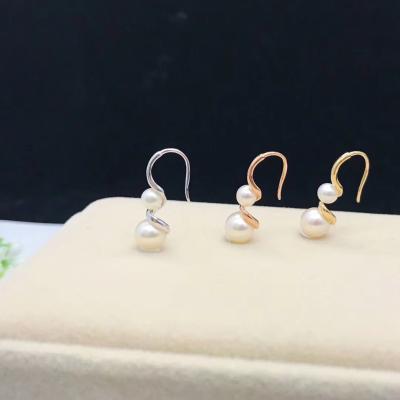 China Freshwater Cultured Pearl Beaded Earrings Hook Style With 18K Solid Gold for sale