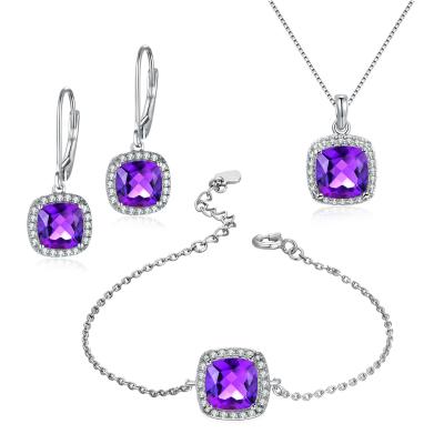 China Natural Amethyst 925 Silver Gemstone Jewelry Earrings Bracelet Pendant Necklace for sale