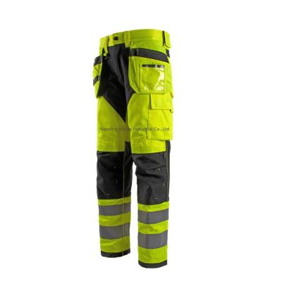 China High Visibility Stretch Carpenter Hi-Vis Trousers Waterproof Workwear With Reflective Craftman Uniform Trousers Cargo Strip Work Safety for sale