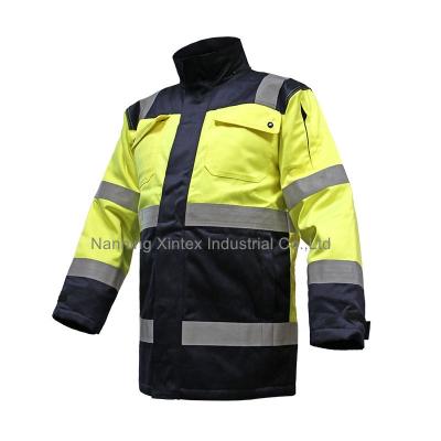 China High Visibility Windproof Workwear With Reflective Tape Parka Winter Jacket Coat for sale