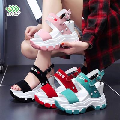 China Height Increasing Wedges Heel Thick Bottom Sandals Female Casual Platform Sandals Shoes For Women And Ladies for sale