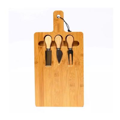 China Sustainable Rectangular Cheese Serving Board With Knives Set Personalized Large Rectangular Bamboo Cheese Board for sale