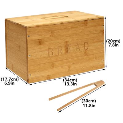 China NEW LARGE SUSTAINABLE BAMBOO WOODEN WOODEN BREAD BIN FOOD STORAGE CONTAINER WITH LID KITCHEN for sale