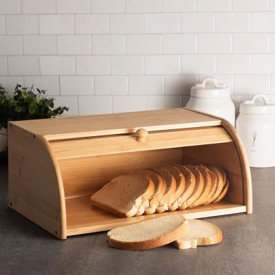 China Sustainable Bamboo Bread Box For Kitchen Countertop Vintage Bin With Lid 1 Layer for sale