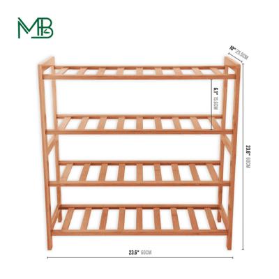 China Wholesale Viable 4-Tier Home Shoe Shelf Storage Organizer Stand Bamboo Shoe Rack for sale