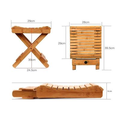 China Sustainable Portable Household Stool Real Bamboo Folding Wooden Outdoor Fishing Chair for sale