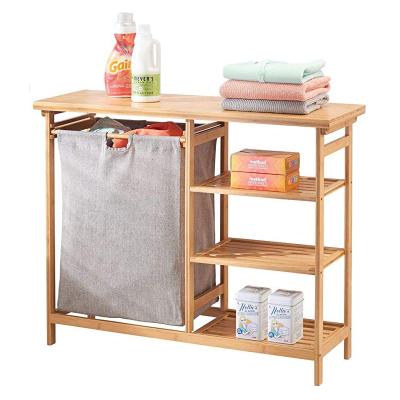 China 3 Tier Organizer Natual Bamboo Rack Home Storage Multifunctional Viable Free Standing Shelf for sale