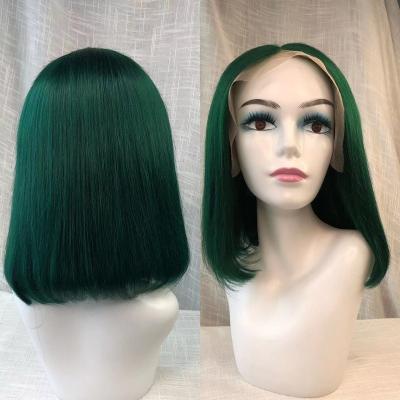 China Brazilian Blue Green Human Hair Wigs 150% Remy Orange Blonde Pink Red Gray Colored Short Bob Cut Body Wave 13X4 Bob Lace Front Human Wig for sale