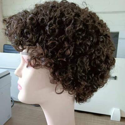 China 100% Afro Curl Hair Wigs 100g Weight Afro Wave Short Remy Virgin Full Wigs Cheap Machine Hair Wigs For Black Women for sale