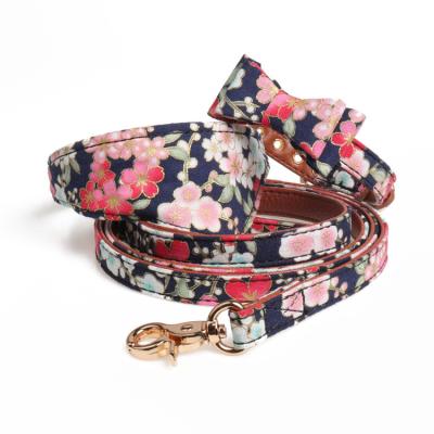 China Fashion DETACHED Factory Direct Customized Oriental Cherry Color PU Leather Dog Collar For Pet for sale