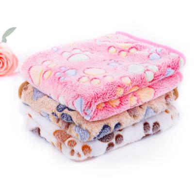 China Winter Breathable Luxury Dog Blanket Cat Bed Mat Foot Print Faux Fur Sleep Mattress Pet Fleece Warm White for sale