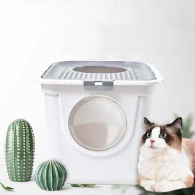 China China Factory Wholesale Viable Cat Litter Box Big Size Fully Enclosed Cat Sandbox Double Door Splashproof Top-in Cat Toilet for sale