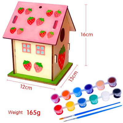 China Large Size Breathable DIY Bird House Kit - Aviary Paint and Decorate Wooden Crafts for Kids for sale