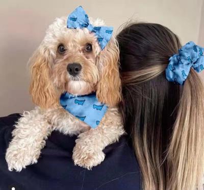 China Valentines Dog Bandana Scrunchie Design Sublimation Dog Harness Luxury Bow Tie Bandana Matching Matching Print Dog and Owner Combo for sale