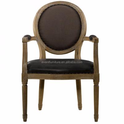 China Louis Wood French Style Chair Armrest Solid Wood Solid Back Round Chair Dining Louis Chair for sale