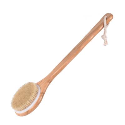 China All Long Handle Natural Bamboo Bath Brush Natural Bristle Shower Body Brushes for sale