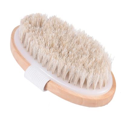 China All Natural Soft Horse Bristle Bath Brush Oval Wooden Women Massage Bath Brush for sale