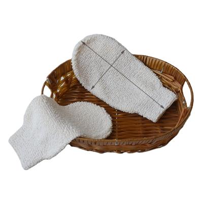 China EXFOLIATE Bamboo Bath Gloves Natural Shower Scrubber Towel Bath Gloves for sale