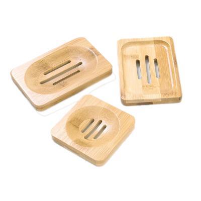 China Eco-friendly Natural Bamboo Soap Dish Custom Logo Bathroom Soap Rack Wooden Soap Holder for sale