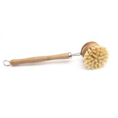 China Amazon Hot Sale Long Handle Stocked Bamboo Sisal Kitchen Dish Dish Pot Cleaning Brush for sale