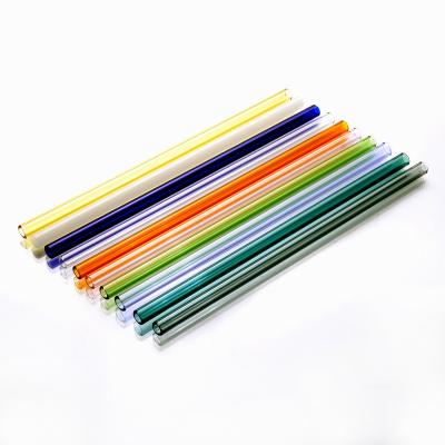 China Eco Sustainable Reusable Borosilicate Glass Drinking Straws 18cm Clear Colored Glass Straws For Cocktail Juice for sale