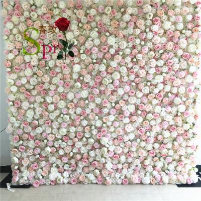 China WEDDING OR PARTY BACKDROP FLOWER WALL SPR LACE Wholesale Custom White Pink Wedding Flower Wall Rose Backdrop Silk Artificial Decorative Supplies Decoration for sale