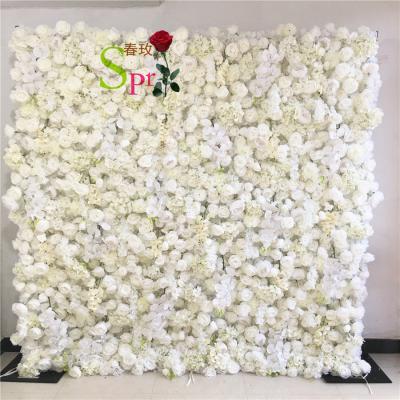 China Wholesale Custom White Pink Wedding Wall Romantic Wedding Flower Rose Backdrop Silk Artificial Decorative Decoration Supplies SPR for sale