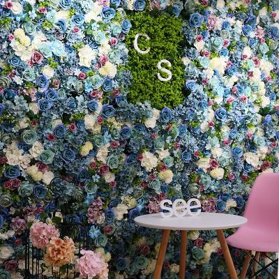 China Fashional SPR Custom White Rose Hydrangea Backdrop Silk Artificial Flower Wedding Decorative Wall Panel for sale