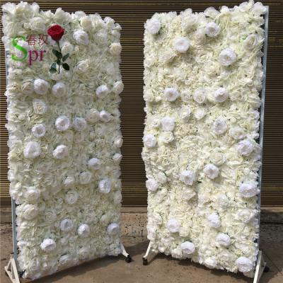 China Contact SPR Natural Black Red Occasion Artificial Flower Wall Panels Decorative Wedding Floral For Party Event Stage Backdrop for sale