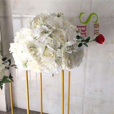 China Custom silk ornament SPR peonies artificial flower ball centerpieces layout decor for wedding backdrop table flower ball for sale