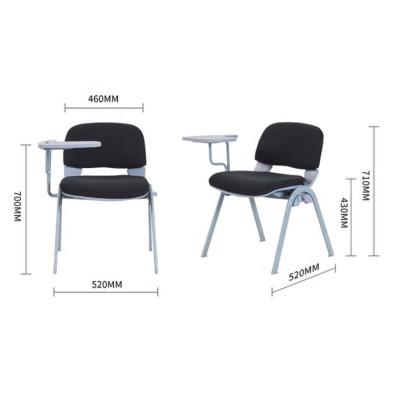 China Modern Plastic Steel Frame Classroom Student Chair With Writing Tablet for sale